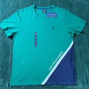 U.S. Polo Assn. Men’s T-Shirt XL Green Navy Colorblock Casual Tee New
